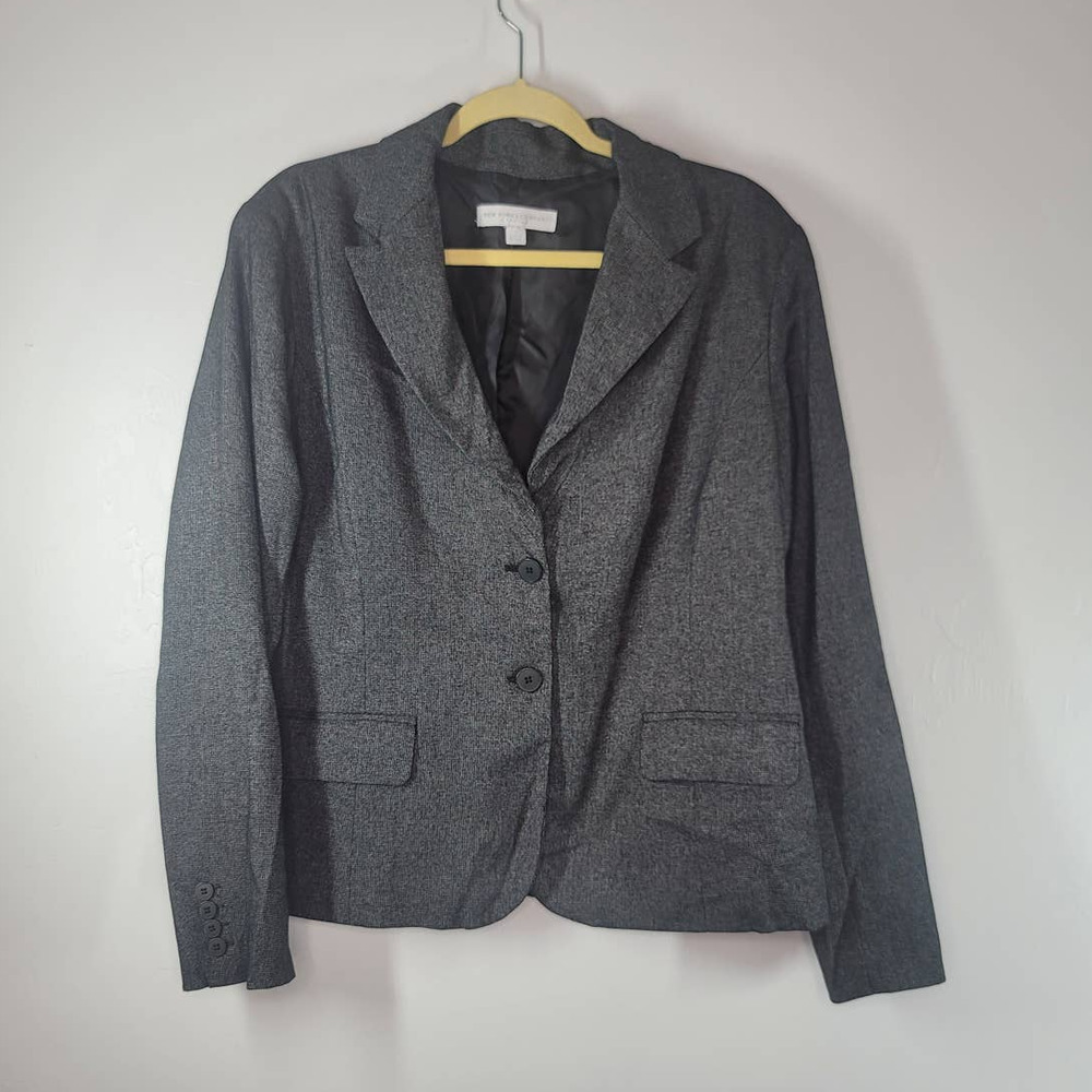 New York & Company Two Button Lined Stretch Blazer Suit Jacket Gray Size 16